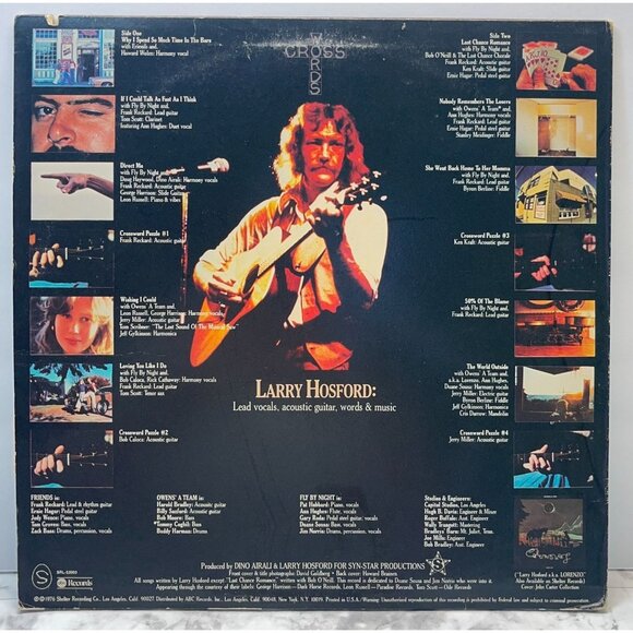 Larry Hosford Cross Words Vinyl LP Folk Rock 1976 Shelter Records + Lyric Insert - Picture 7 of 8